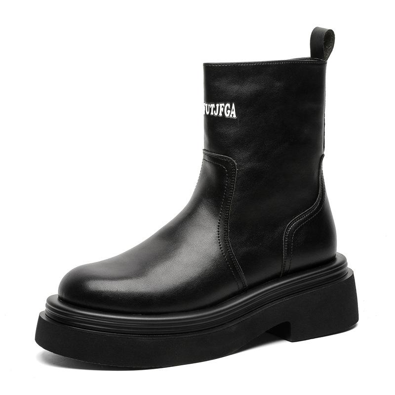 Chelsea boots men's 2024 new autumn and winter velvet British style Martin shoes platform short boots 5041-K