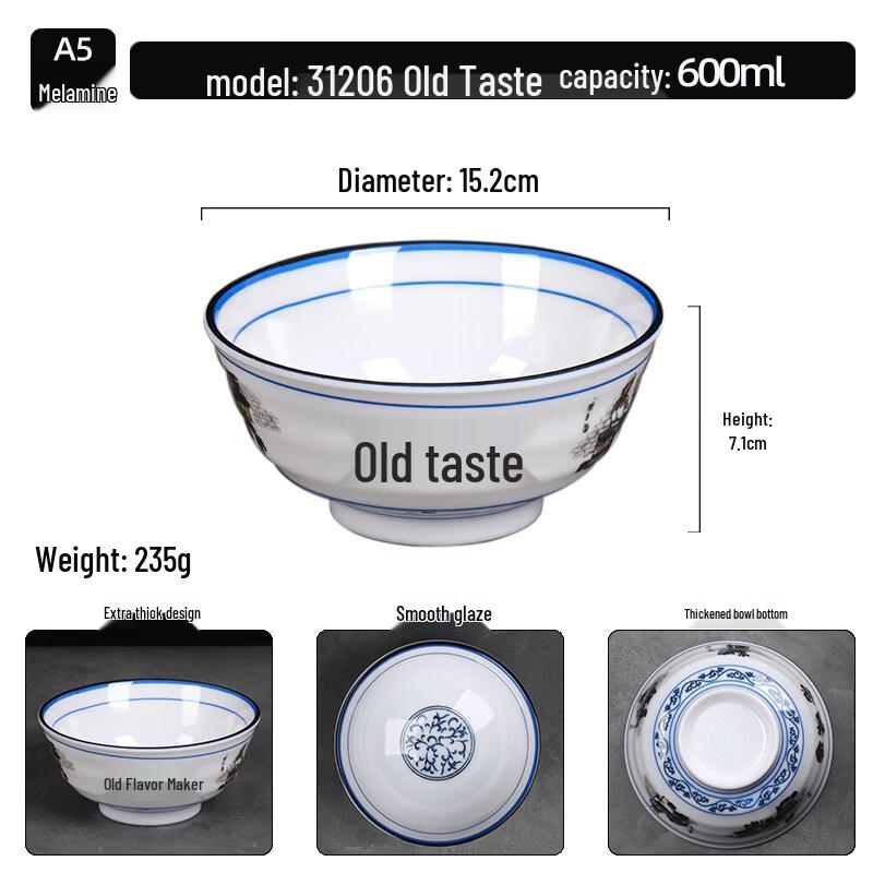 Sweet Elegant Chinese Retro Melamine Noodle Bowl