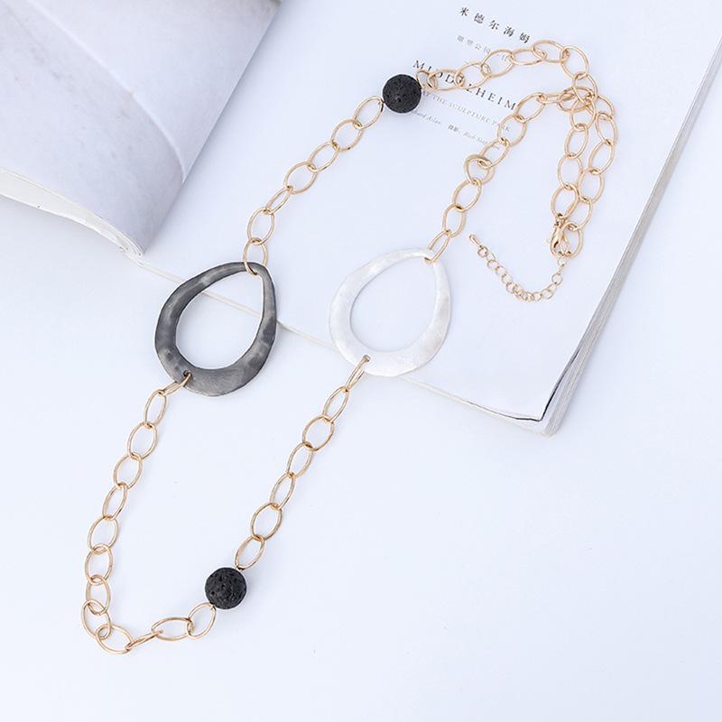 Women S Sweater Chain Fashionable Exaggerated Versatile Water Drop Metal Brushed Long Necklace