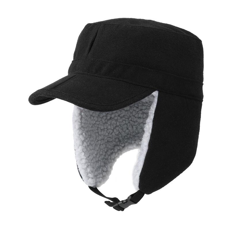 Autumn and Winter New Outdoor Men's and Women's Fashion Foldable Thickened Warm Lamb Wool Duck Tongue Woolen Hat