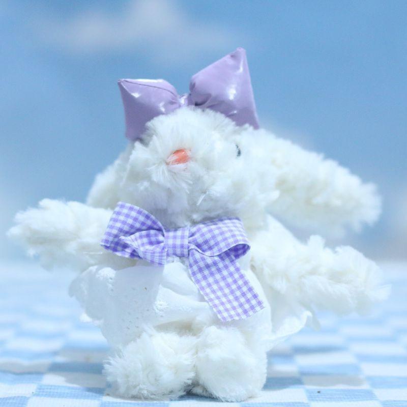 Plush Colorful Bunny Keychain Cozy Longeared Rabbit Stuffed Doll Perfect Gifts For