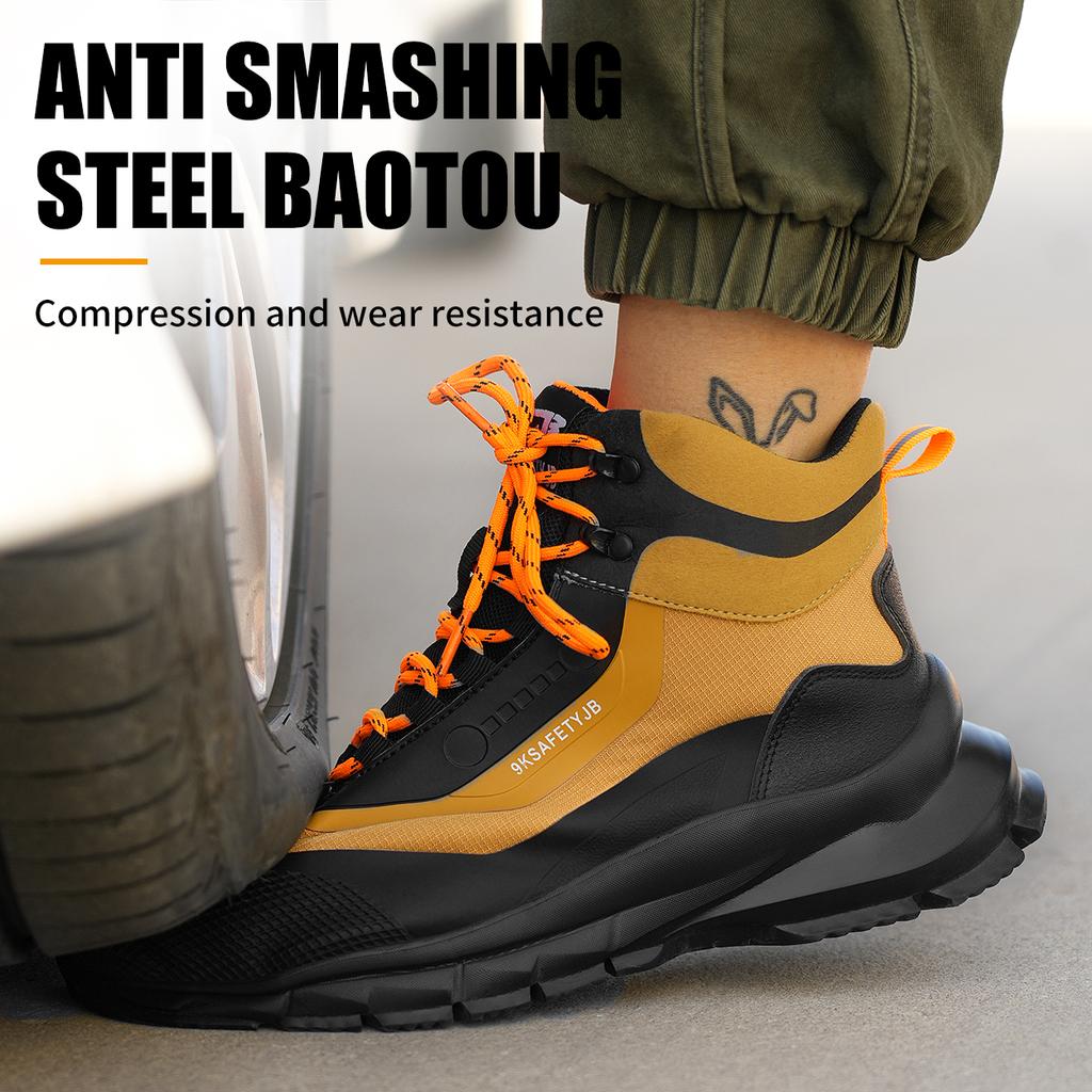 Fashion Work Safety Boots Man Steel Toe Safety Shoes High Top Protective Work Shoes for Men Women Waterproof Lace Up Work Boots Size 48