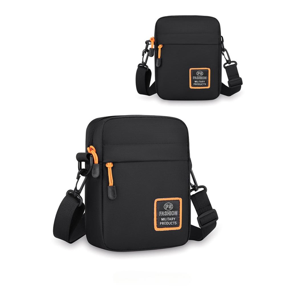 Neutral Square Bag, Simple Texture, Lightweight Oxford Cloth Bag, Shoulder Bag, Men's Business Multi-layer Zipper Crossbody Bag