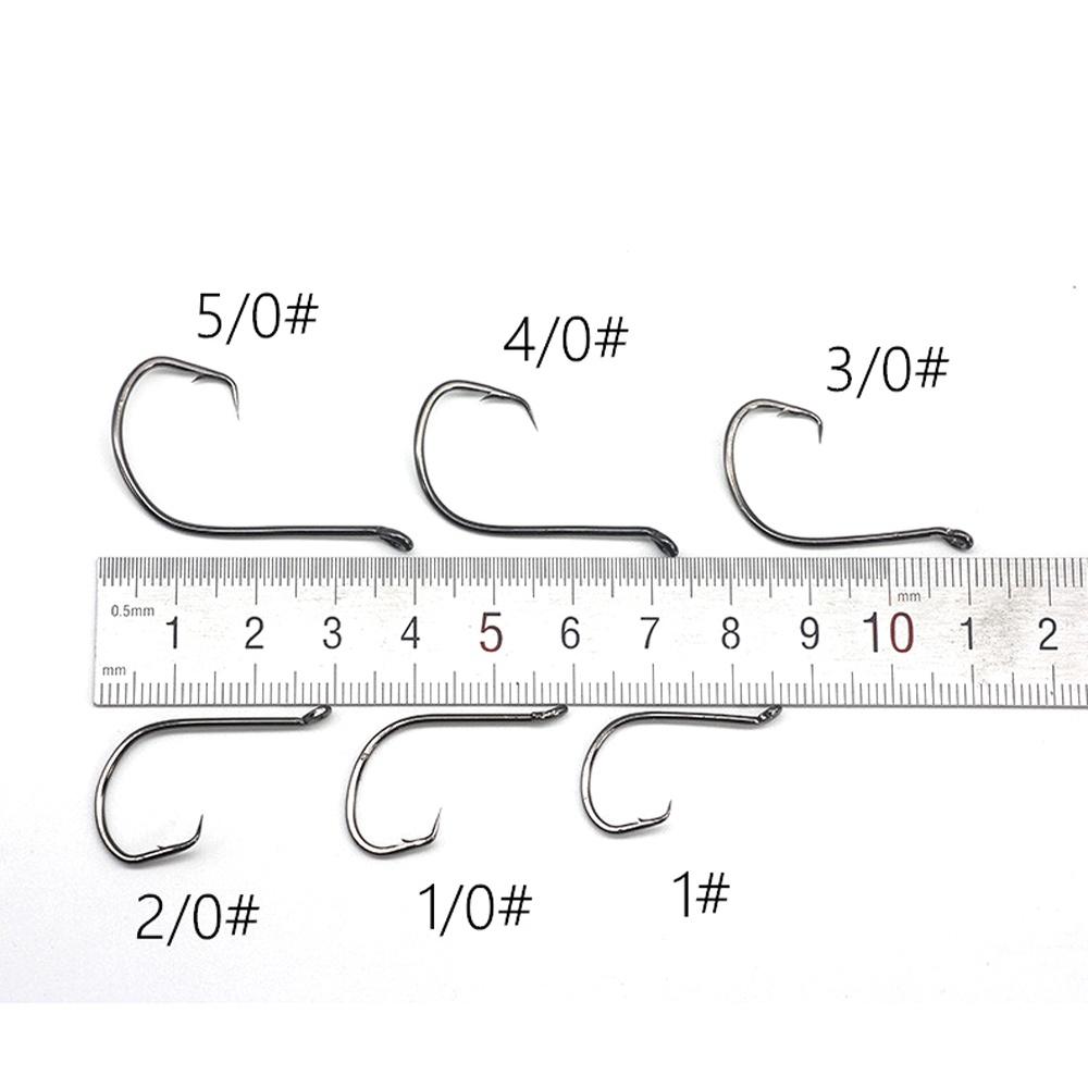 50pcs Octopus Fishing Hook High-carbon Steel Fishhooks Saltwater Bass Black Offset Octopus Sea Fishing Beak Bait Tackle Circle Hooks - Sharp Barbed