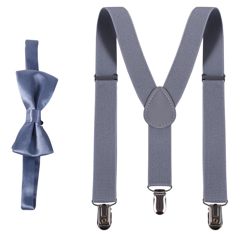 Kids Suspenders Bow Tie Set Boy Girl Retro Adjustable Suspenders Children Baby Braces Clip-on Trousers Wedding Ties Accessories