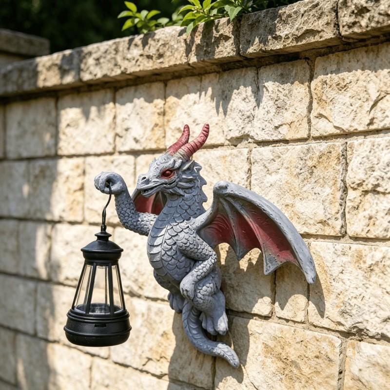 Solar-Powered Dinosaur Wall Decor Garden Yard Outdoor Lighting Decorative Hanging Ornament