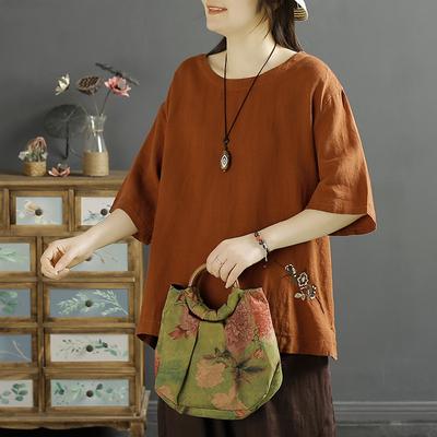 T-shirt for Women Summer Large Size Cotton T-shirt Soft Loose Printed Casual Comfortable Pullover T-shirt Top