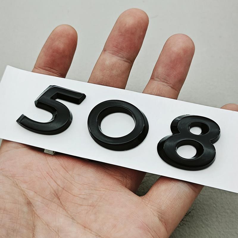 OQUP8 Older 3D ABS Chrome Black Logo 308 408 508 Emblem Letters Sticker Car Rear Trunk Badge For Peugeot 308 SW 408 508 Accessories