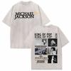 Michael Jackson King of Pop MJ Vintage Washed T-Shirt Herren Damen High Street Gothic Klassisches T-Shirt Sommer Oberteile Hip Hop T-Shirt