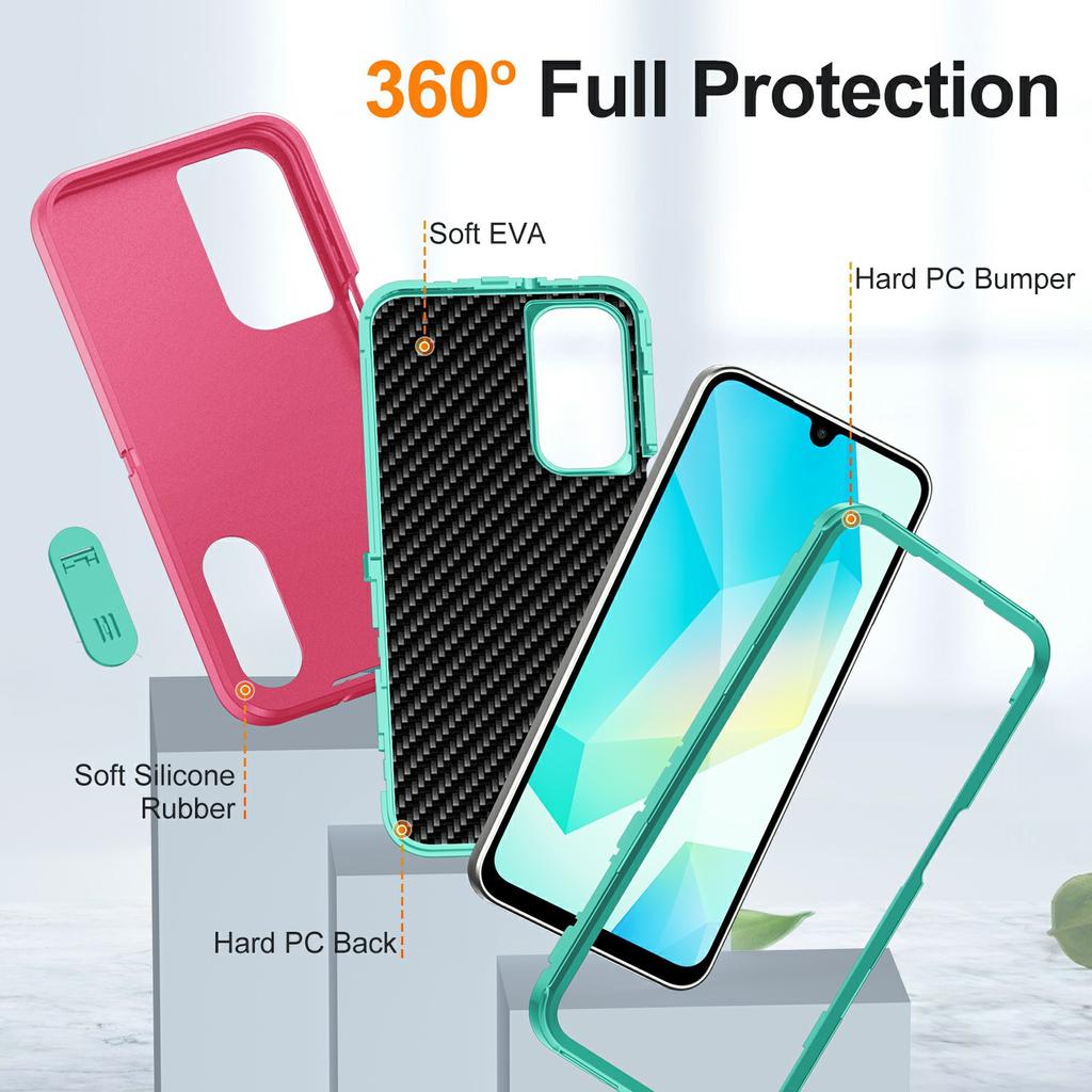 For Samsung Galaxy A16 4G/5G Case Kickstand Phone Cover PC+Silicone+EVA 3-in-1 Design