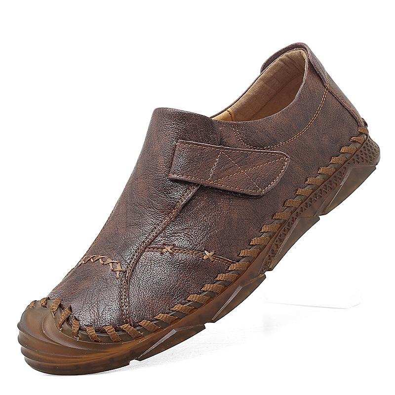 Spring and Autumn Leisure Leather Shoes Men's Leather Plus Size Lazy Slip On Driving Soft Bottom Casual Shoes Men's Shoes Breathable Trendy Shoes