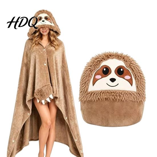 Comfortable Oversized Cape Animal Wearable Blanket Hoodie Adults Fleece Sweatshirt Winter Sleepwear Sleepwear Halloween Cosplay Costume Plush Hooded