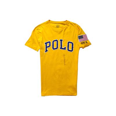 Polo Letter Appliqué Crew Neck Straight Fit Short Sleeve T-Shirt Men Tops Yellow 710791101-002