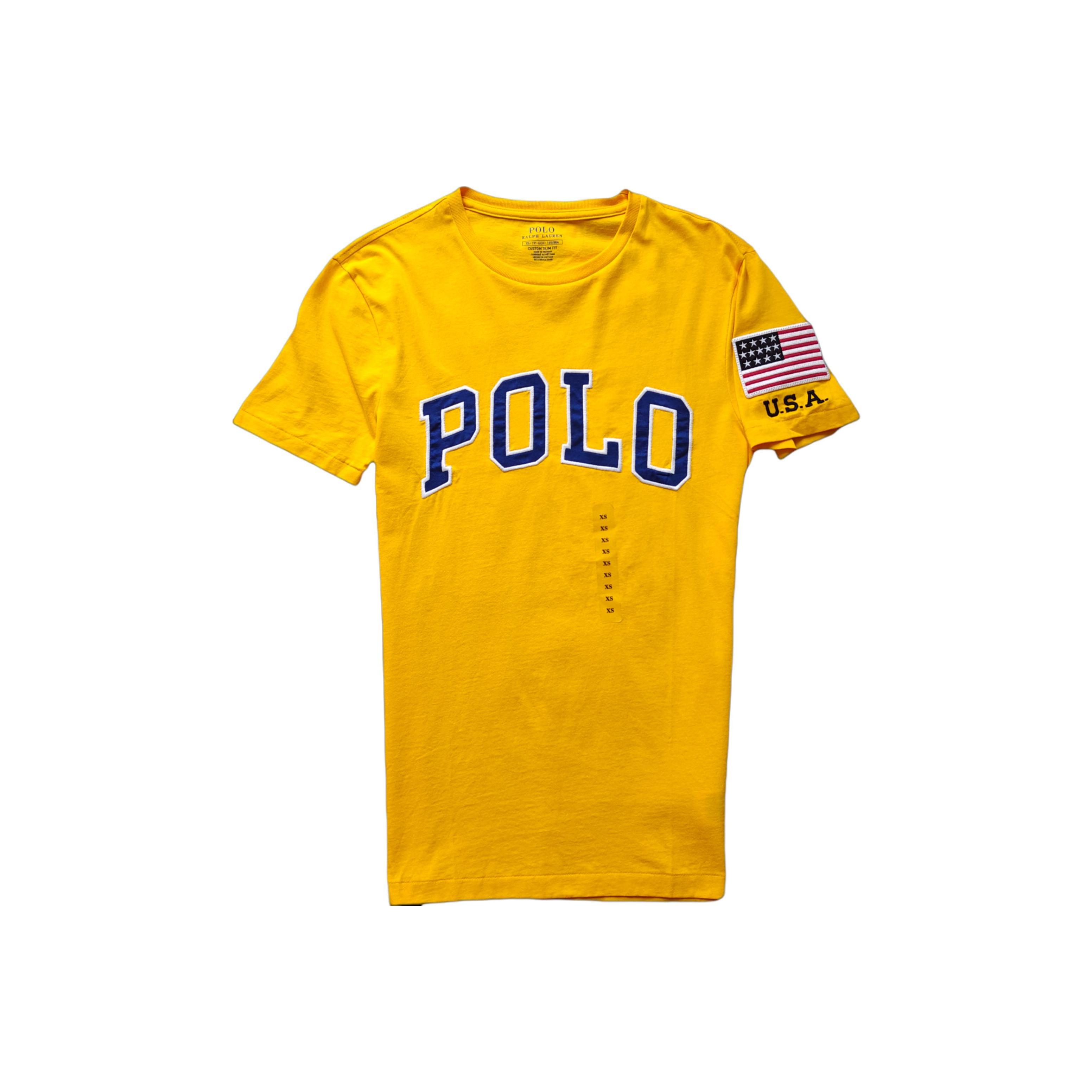 

Polo Ralph Lauren Letter Appliqué Crew Neck Straight Fit Short Sleeve T Shirt Men Tops Yellow 710791101-002 S