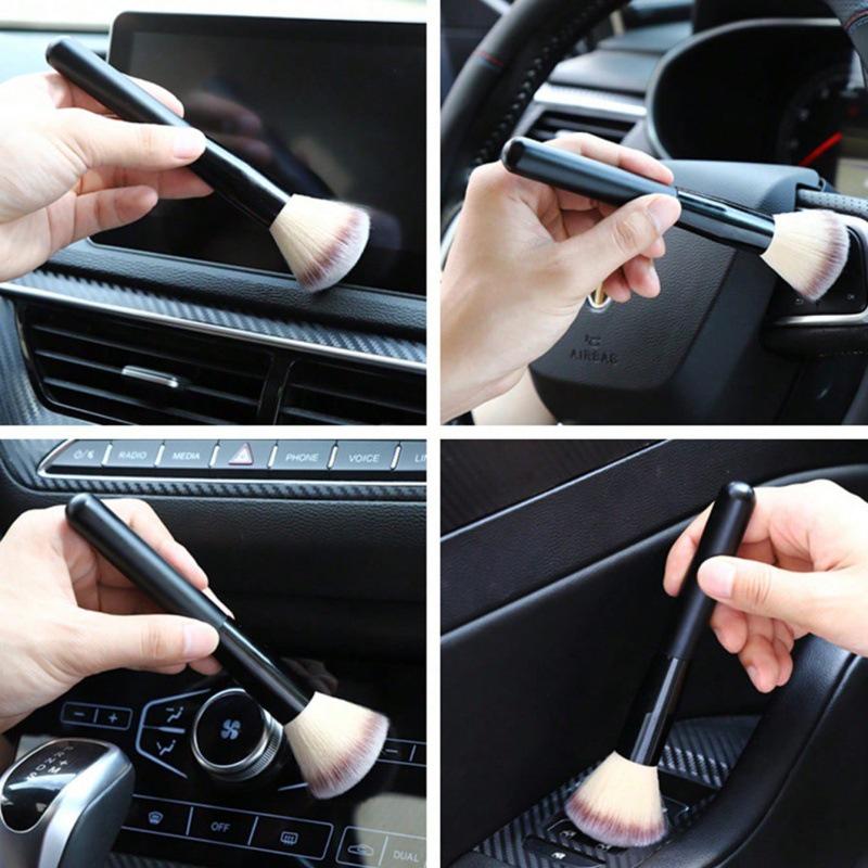 Black Small Soft Brush for Car Interior Detailing - Plastic Detail Brush for Thorough Cleaning