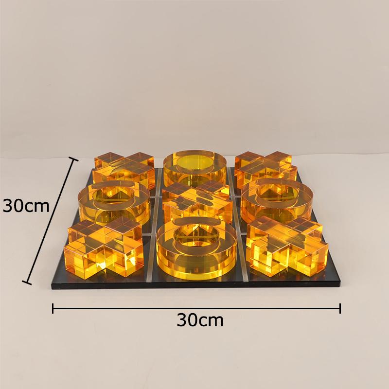 Хрустальные Поделки Игры Крестики-Нолики Шахматные Игры Янтарный Цвет Шахматные Фигуры Квадратная Шахматная Доска Геометрические Художественные Изделия Украшения Повседневные Шахматные Игры