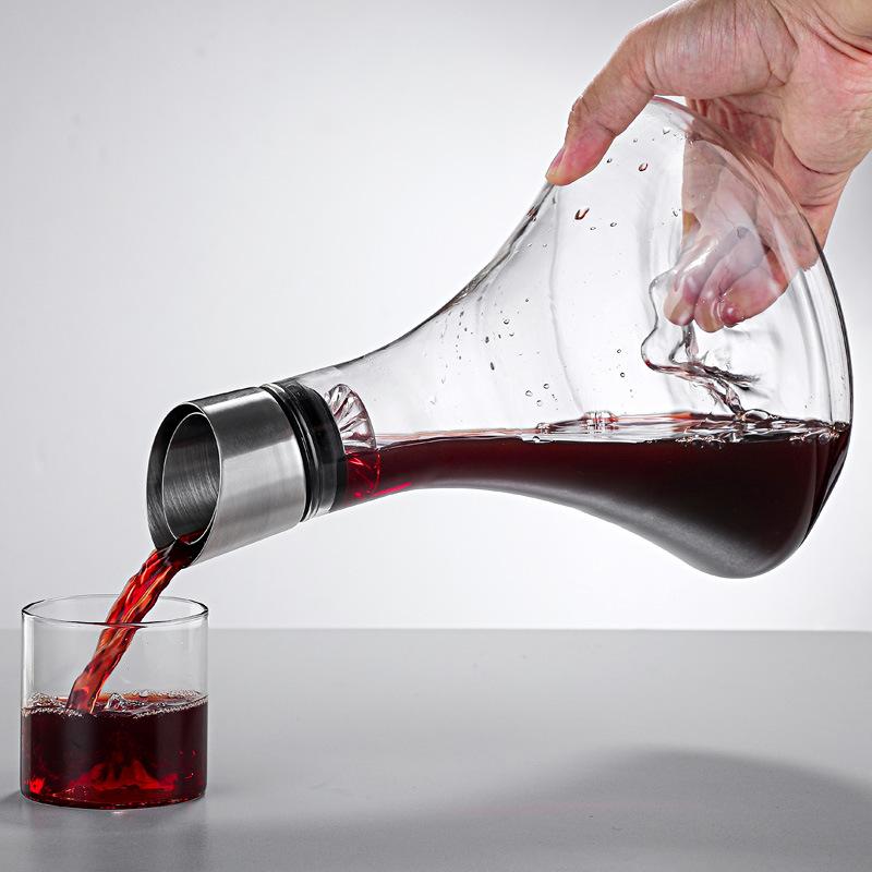 Nuevo Decantador de Vidrio Transparente de Alto Borosilicato, Dispensador de Vino Tinto, Forma de Montaña Nevada Decantador de Vino Tinto de 1000 ml