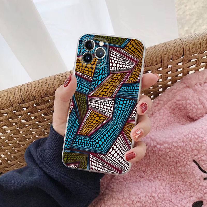 African Wax Fabric Phone Case For iPhone 14 13 12 Mini 11 Pro XS Max X XR SE 6 7 8 Plus Soft Silicone Cover