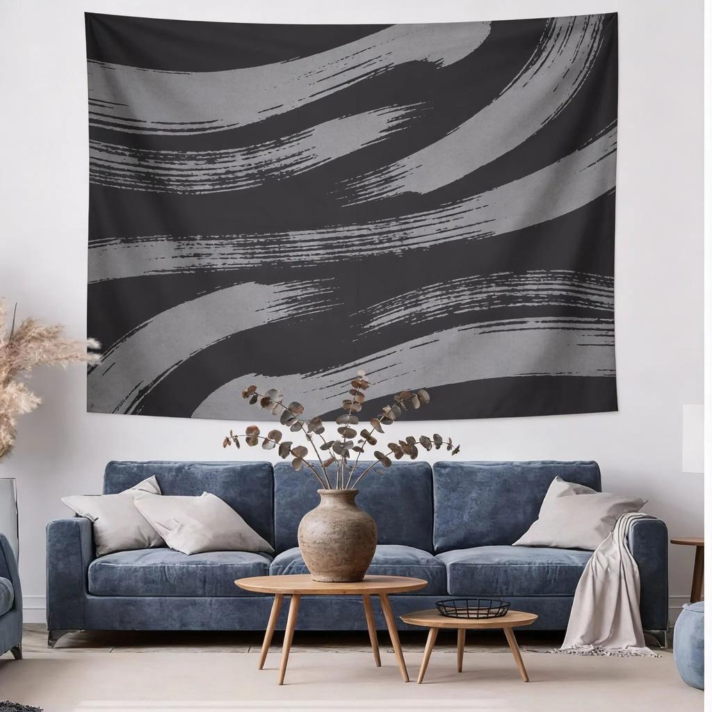 Black Vintage Patterned Tapestry Wall Hanging Elegant Home Decor for Living Room Bedroom