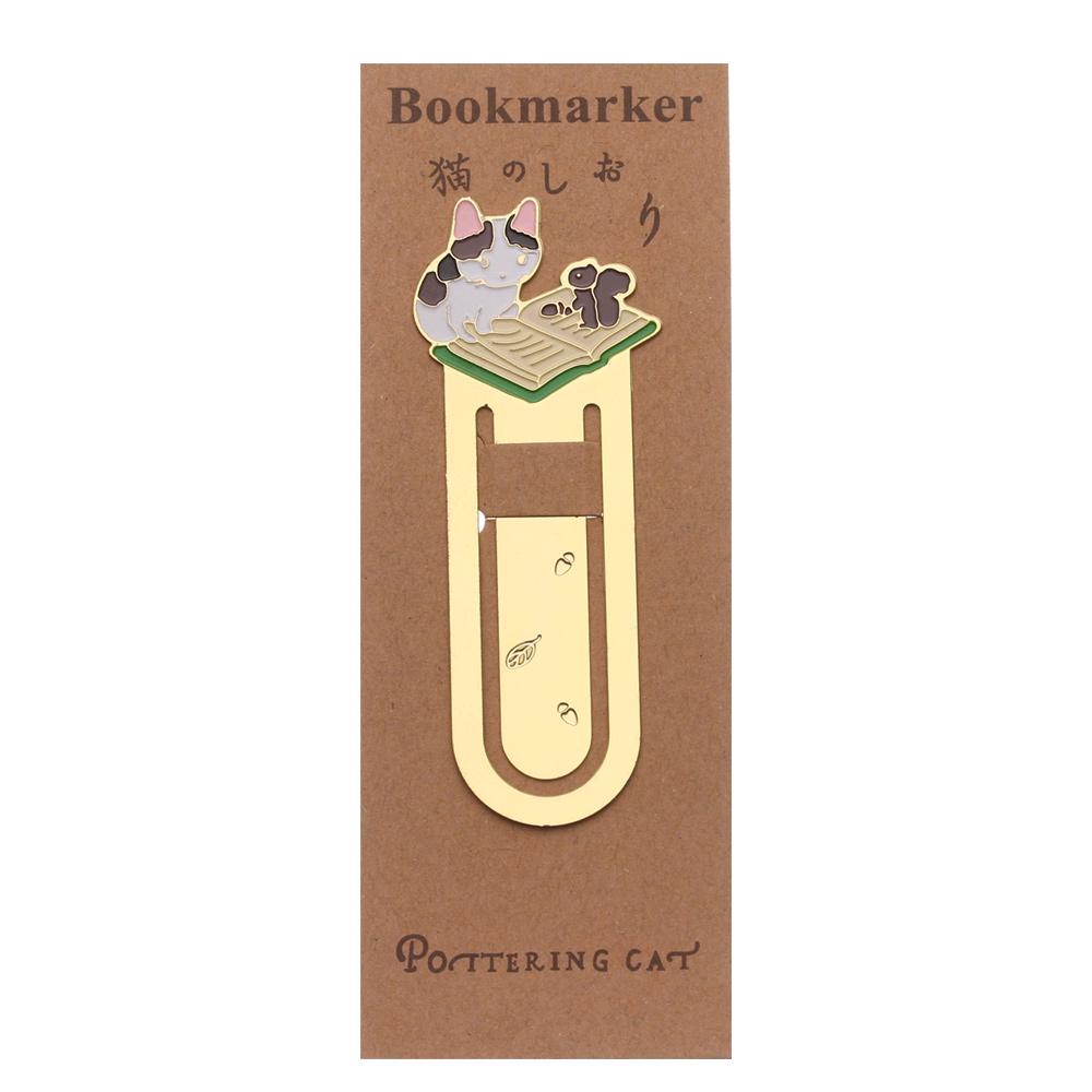 Stationery Gold-plated Metal Book Folder Label Cute Cats Bookmark