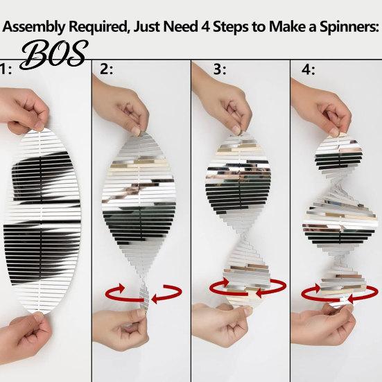 Odolná venkovní dekorace Nerezová spirálová větrná zvonkohra, Závěsný reflexní spinner se škrabancům odolným hákem, 3D pro vnitřní zahradu, dvorek