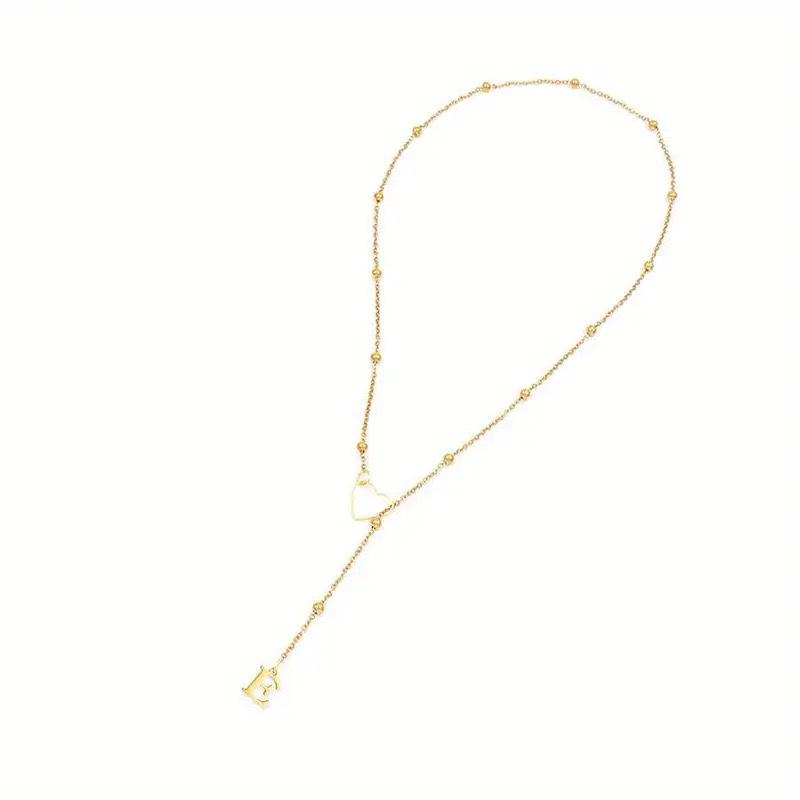 European American Bestseller: Heart Lariat Necklace with 26 Initials - Versatile, Luxurious Clavicle Chain for Women
