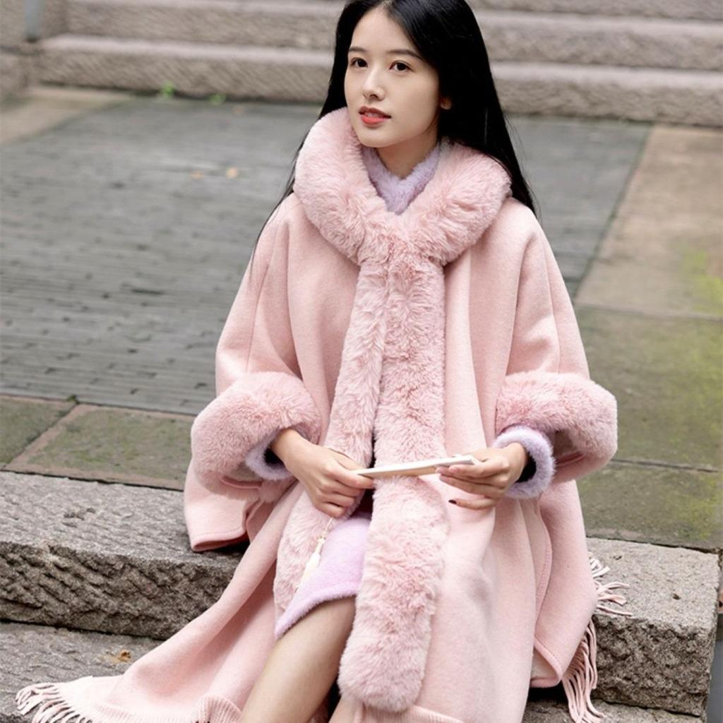 Fashi Retro Elegant Trims Mink Cashmere Fleece Cape Women Chegsam Wedding Dress Shawl Cloak Short Coat Winter Autumn