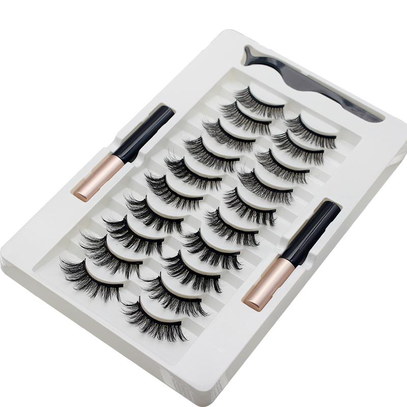 Magnetic Eyeliner Liquid Eyelashes 10 Pairs of Eyelashes 2 Eyeliner Liquid Sets Curling Thick