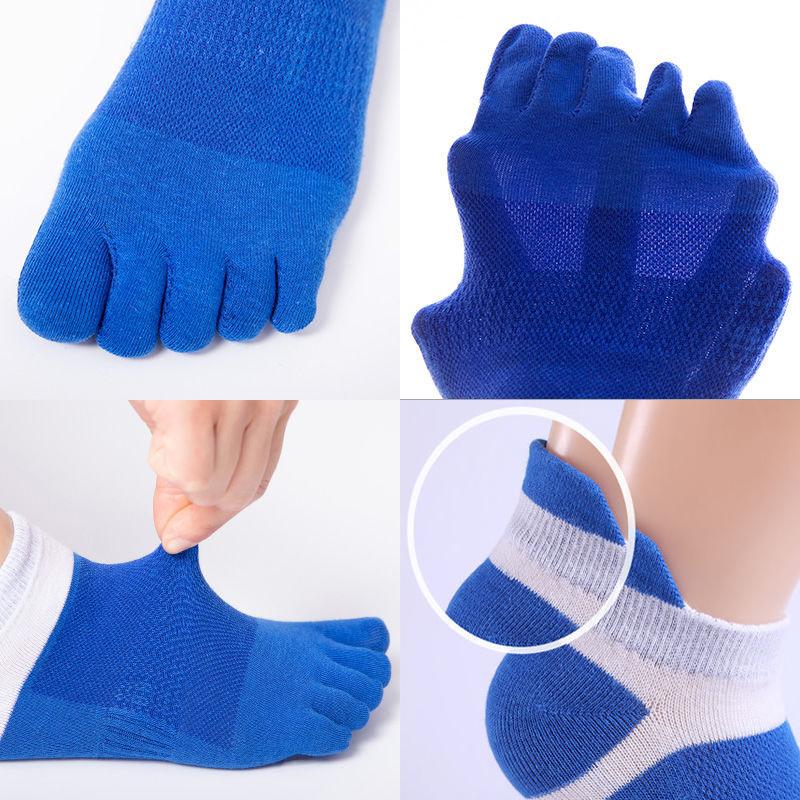 6 Pairs Toe Socks Men Cotton Striped Ankle Socks Sport Breathable Mesh Shaping Anti Friction No Show Short Sock With Five Finger