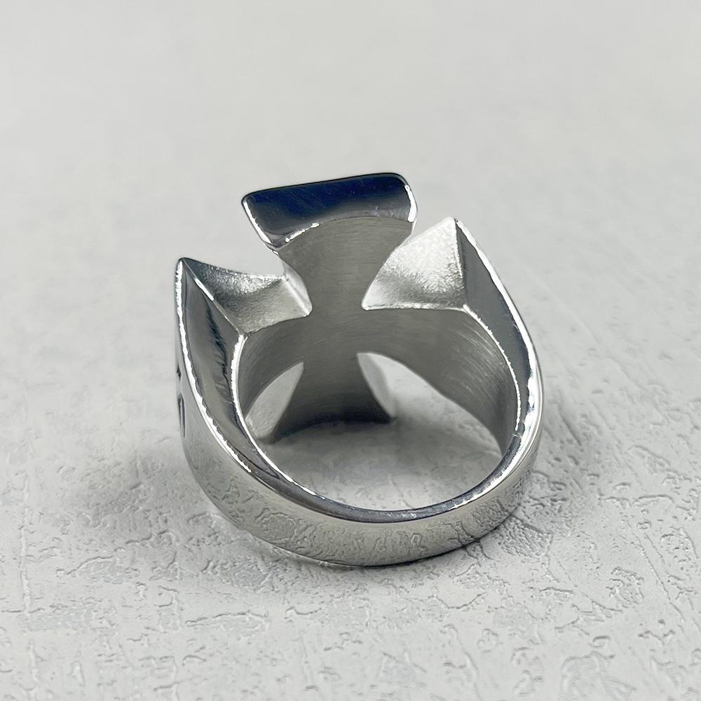 Punk Rock Silber Schwarz Farbe Kreuzritterkreuz Edelstahl Ringe für Männer Tempelritter Geschenk Ring