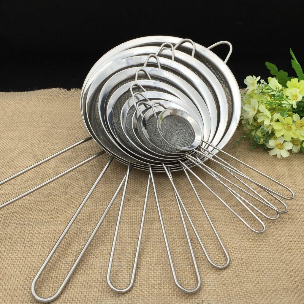Stainless Steel Colander Soy Milk Filter Noodle Scoop Flour Sieve Kitchen Oil Soy Milk Filter Baking Tool Filter Sieve Oil Leak Spoon Net Colander