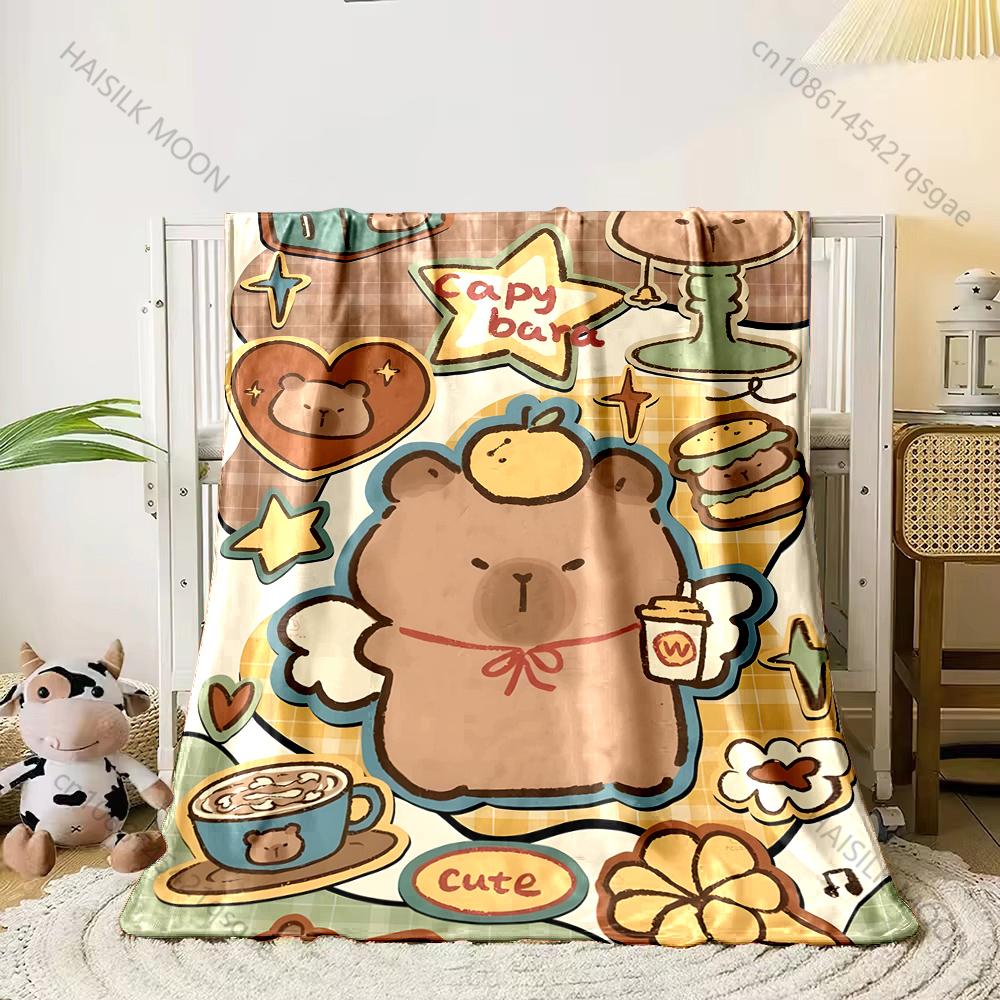 Cartoon Capybara Printed Blanket Kids Adult Blanket Soft and Warm Bedding for Bed Sofa Outdoor Travel Cover Blanket Luxury Gift