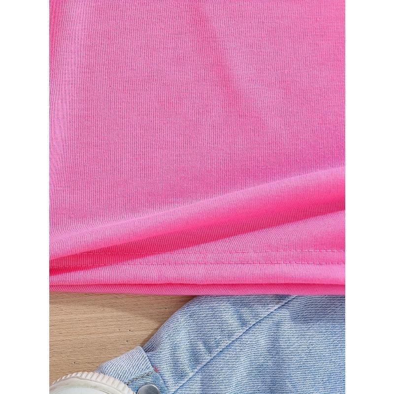 European sizes Sweet Bow Print T-Shirt - Short Sleeve Round Neck Summer Blouse Top, Casual Summer Outfits for, Playdates & Parties