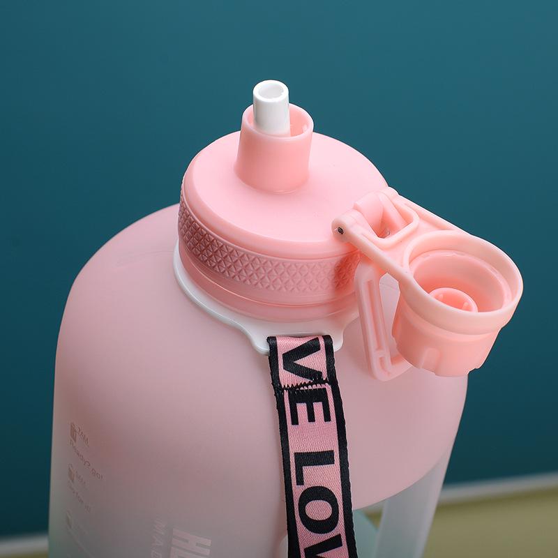 2.2L Internet Celebrity Sports Water Bottle - High Capacity, Durable Plastic with Straw
