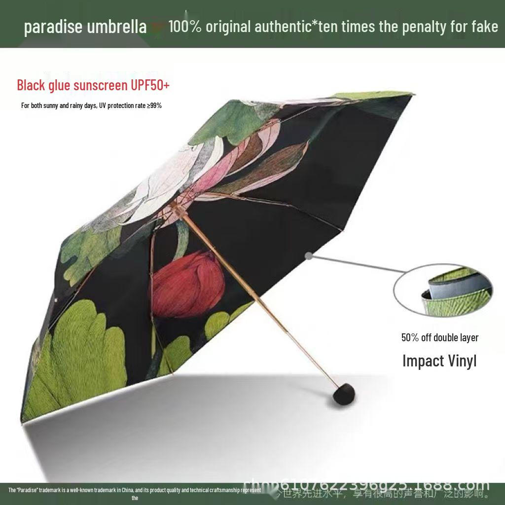 

Paradise Double-Layer Anti-UV Five-Fold High-End Sun Umbrella for Ladies