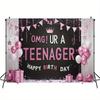 OMG du bist ein 13. Geburtstag Banner für einen Teenager - Schwarz und Roségold Polyester Party Hintergrund Geburtstagsfeier Dekoration
