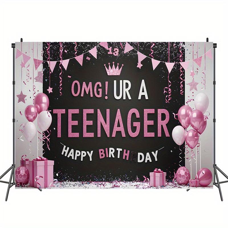 OMG du bist ein 13. Geburtstag Banner für einen Teenager - Schwarz und Roségold Polyester Party Hintergrund Geburtstagsfeier Dekoration