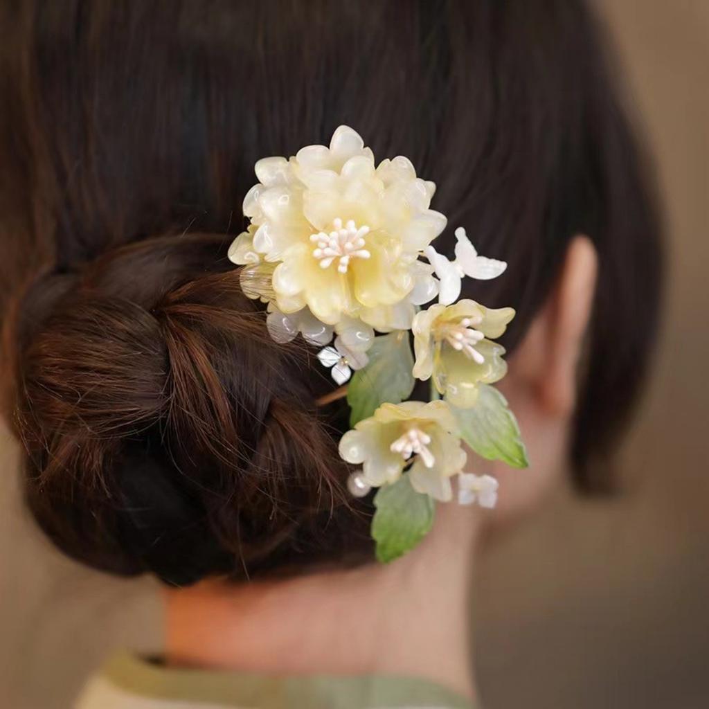 U Shape Peony Hairpin For Women Vintage Chinese Style Flower Hair Stick Handmade Metal Jewelry Hair Accessory Hanfu Hair Comb