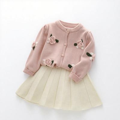 Baby Girls' Autumn Knit Sweater & Skirt Set - Sweet Korean Style Outfit