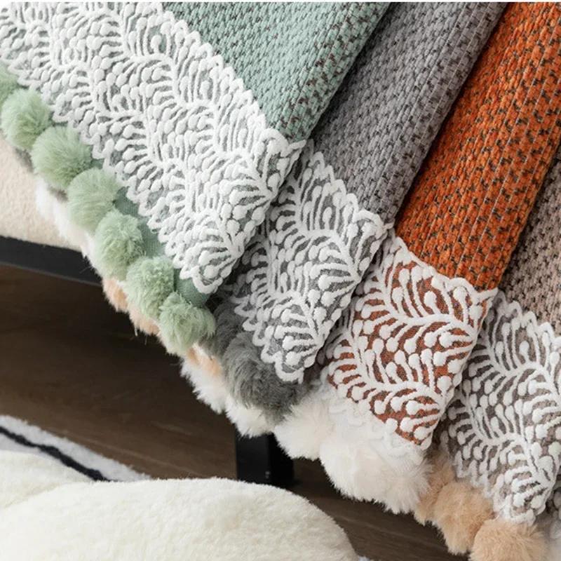 Vier Jahreszeiten Universal-Sofakissen mit Ballquasten, modernes Sofakissen im schlichten Stil, für den Haushalt, Wohnzimmer, rutschfeste Sofabezüge