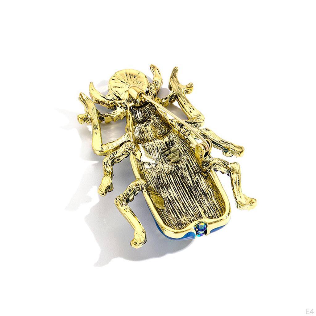 Rhinestone Beetle Brooches Cute Shine Pins for Weddings Suit Clothes Orange