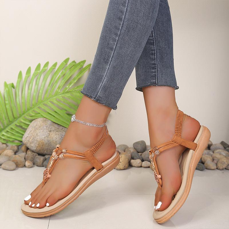 Women's Plus Size Elastic Band Soft Sole Flip-Flops - European & American Summer Sandals for Beach