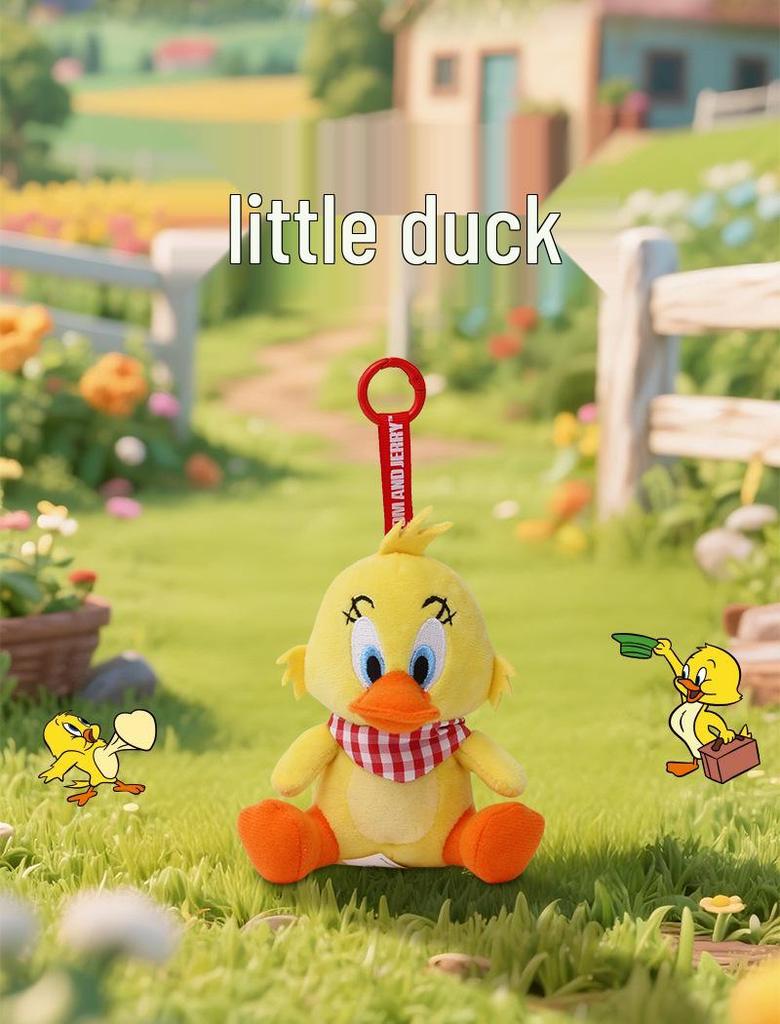 Tom and Jerry Plaid Plush Keychain: Cute Tom Cat & Jerry Mouse Charm