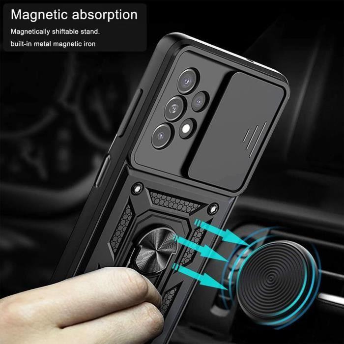 Coque et Verres Trempés - Samsung - Galaxy A23 5G - Noir - Antichoc - Caméra Coulissante