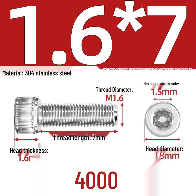 304 Stainless Steel Hex Socket Head Cap Screws, M2-M10, Extended Length