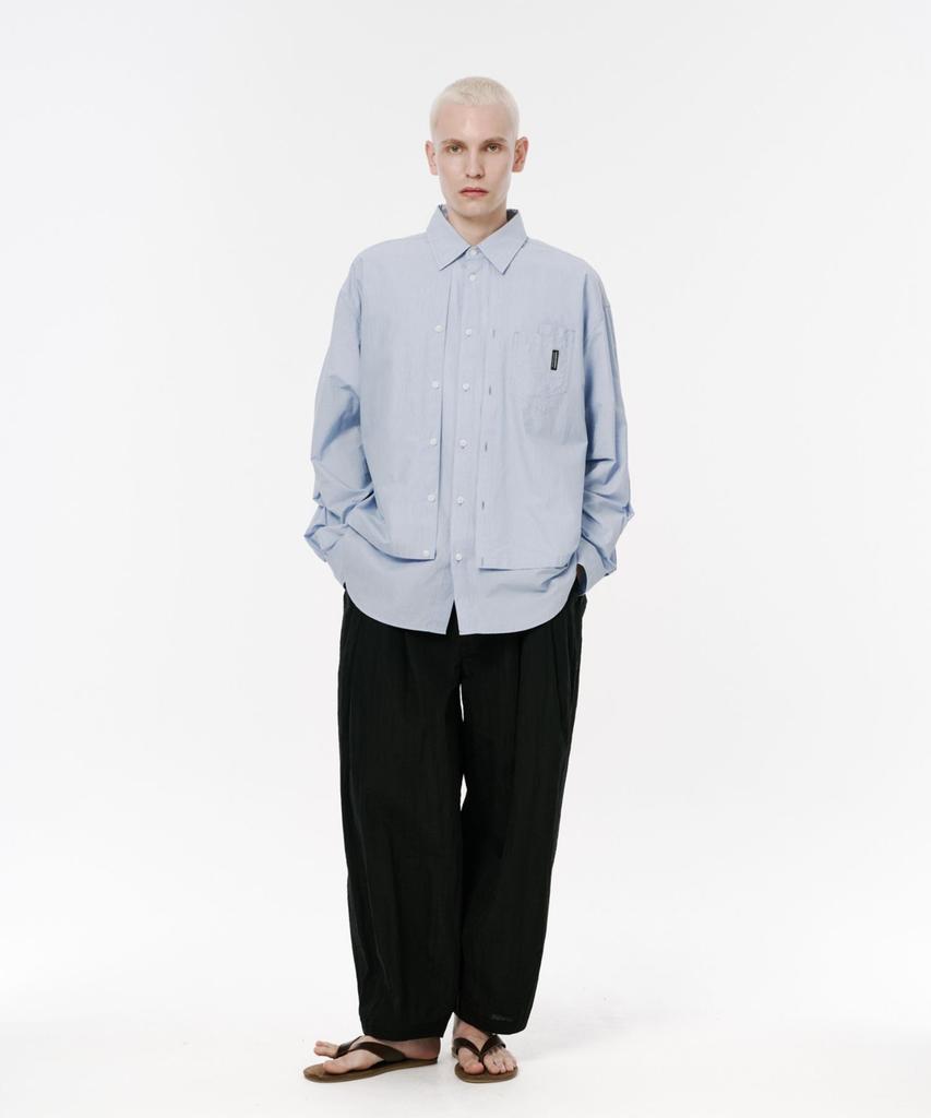 Kodeumopeu Balloon Fit Linen Texture Pants Black