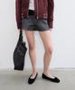 Yunse Studded Denim Shorts (Black Denim)