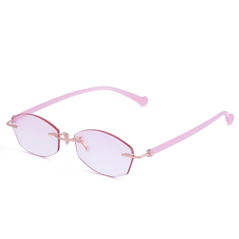 Stylish Retro Frameless Glasses with High-End Diamond Cut Edges and Anti-Blue Light for Women