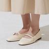 Adaul Mary Jane Semi-Square Flat Shoes - Ivory