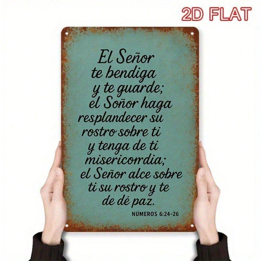 Vintage Religious Metal Wall Art Poster with Bible Verse Sign for Home Decor
